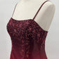 NiceVestidos-Burgundy Gradient Satin and Sequin Paneled Sleeveless Floor-Length Gown NV6177