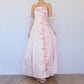 NiceVestidos-Fairy dress. Vintage dress, exquisite floral dress, pink vintage floral long satin dress Nv5631