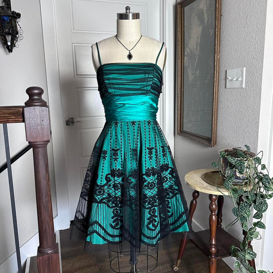 Green lace short tulle homecoming dress prom dress birthday party dress nv4666