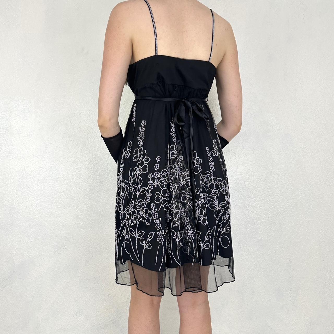 Vintage black and white exquisite beaded mid-length chiffon homecoming dress prom dress birthday party dress nv5405