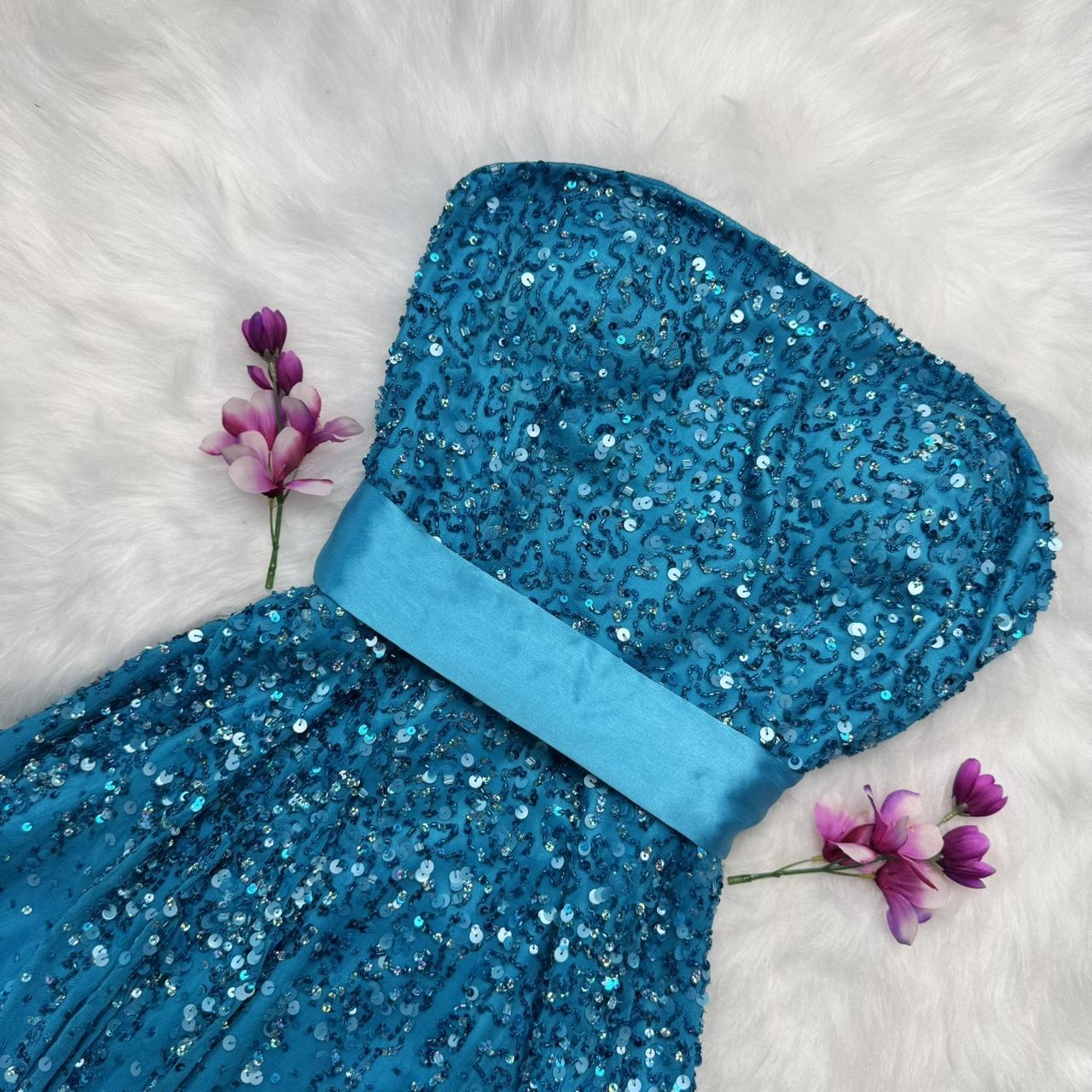 Blue exquisite beaded short chiffon homecoming dress birthday party dress nv5332