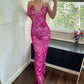 Pink Purple Gorgeous Exquisite Floral Beaded Long Chiffon Ball Gown Evening Dress Party Dress nv4613