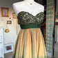 Green Gold Gradient Off-the-shoulder Short Chiffon Ball Gown Evening Gown Party Dress nv4243