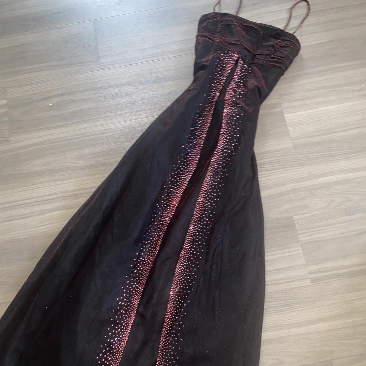Robe de soirée longue en tulle et dentelle, rouge, noir, brillante, élégante, délicate, perles de strass, rétro, élégante, robe de bal, robe de soirée, nv3808