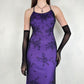 Vintage Purple Black Gothic Vampire Beaded Floral Long Formal Dress Prom Gown Chiffon nv5402