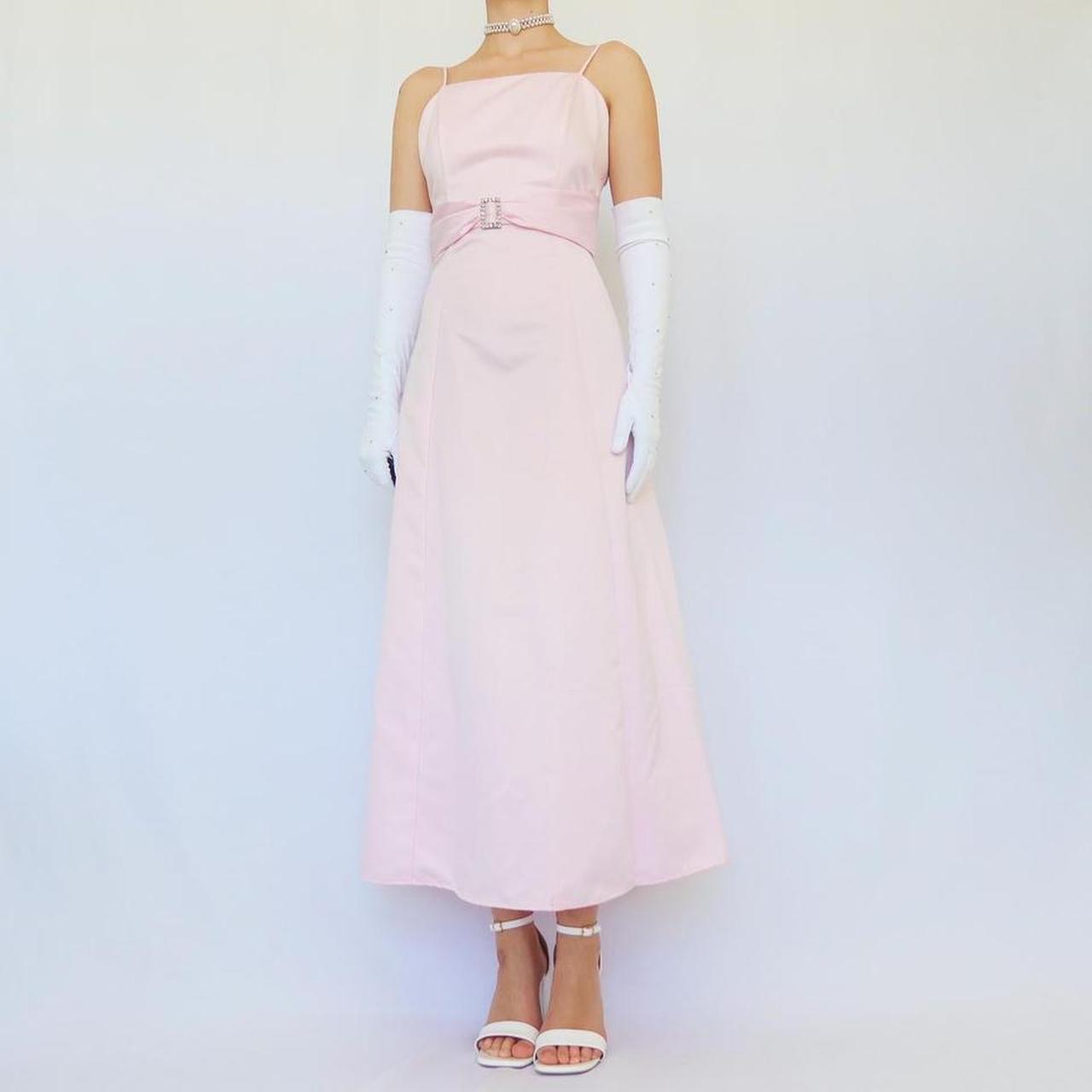 NiceVestidos-Vintage pink satin long evening gown Nv5636
