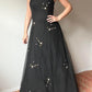 NiceVestidos-Black vintage floral long tulle evening gown Nv5640