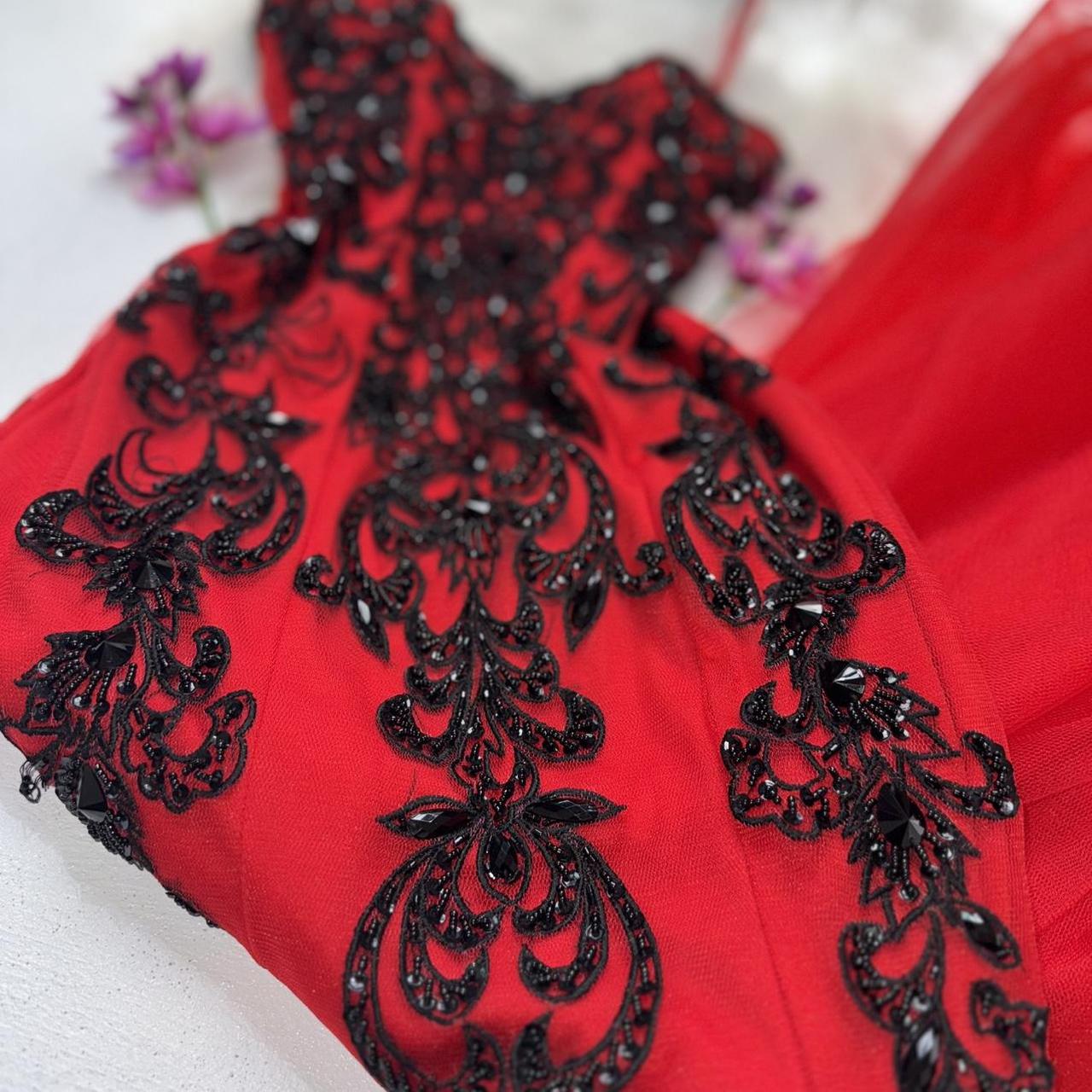 Red exquisite beaded long chiffon prom dress nv5330