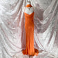 Orange exquisite beaded spaghetti strap long chiffon fairy dress prom dress nv5413