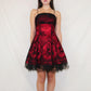 Red floral short chiffon homecoming dress birthday party dress nv4975