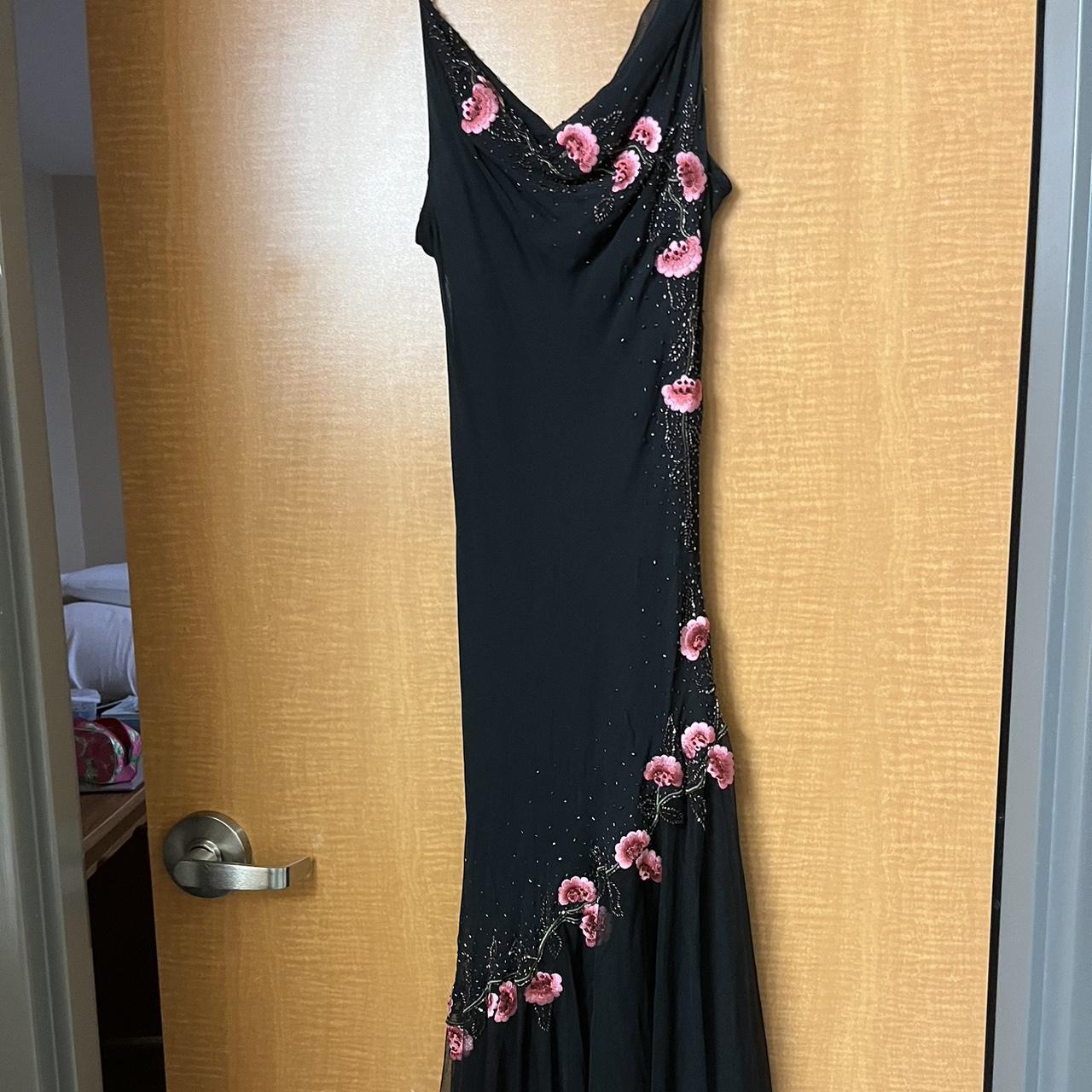 Black Fashion Elegant Exquisite pink Embroidery Beading Spaghetti Straps Long Chiffon Women's Ball Gown Evening Dress Party Dress nv3747