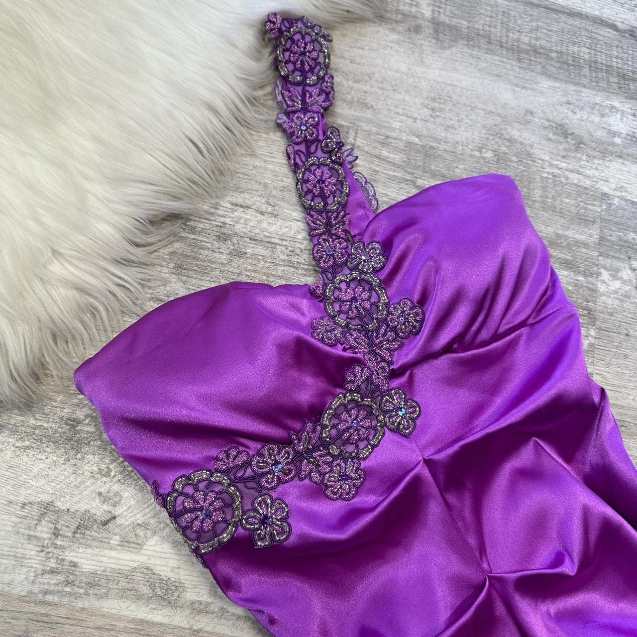 NiceVestidos-Purple fashion one shoulder beautiful exquisite floral long satin formal prom dress nv5452