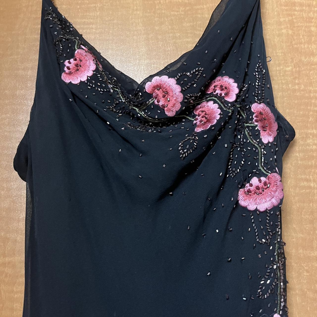 Black Fashion Elegant Exquisite pink Embroidery Beading Spaghetti Straps Long Chiffon Women's Ball Gown Evening Dress Party Dress nv3747