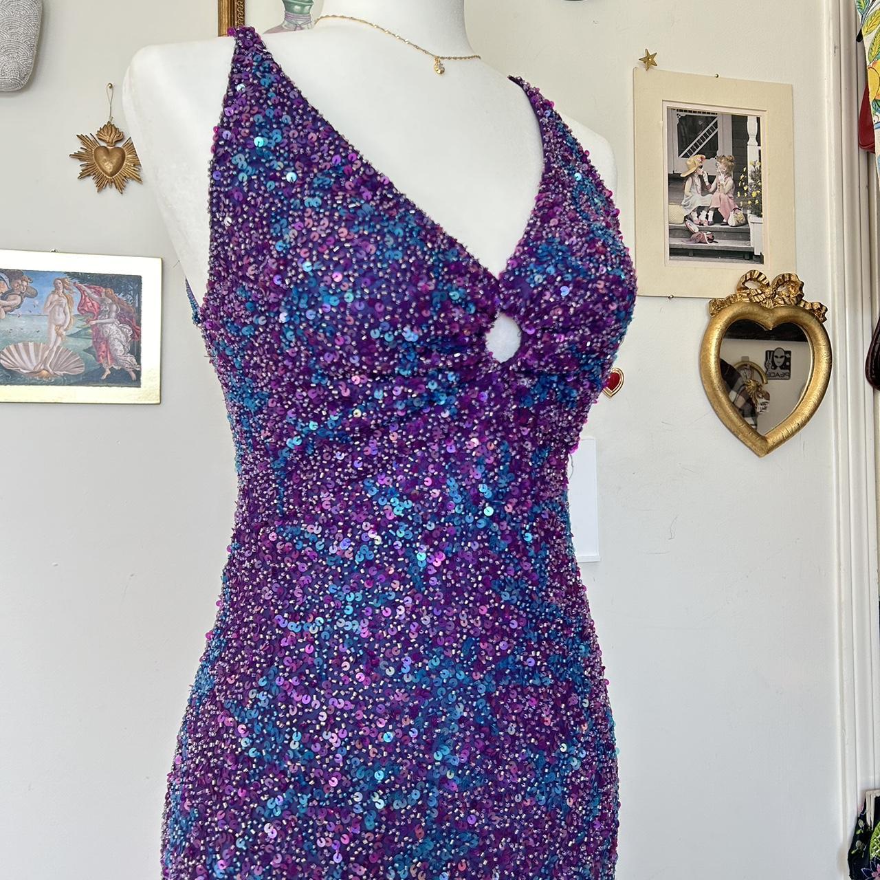 Purple Blue Beaded Beads Sequins Long Prom Dress Evening Dress Party Dress nv4243