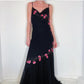 Black Fashion Elegant Exquisite pink Embroidery Beading Spaghetti Straps Long Chiffon Women's Ball Gown Evening Dress Party Dress nv3747