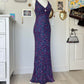 Purple Blue Beaded Beads Sequins Long Prom Dress Evening Dress Party Dress nv4243