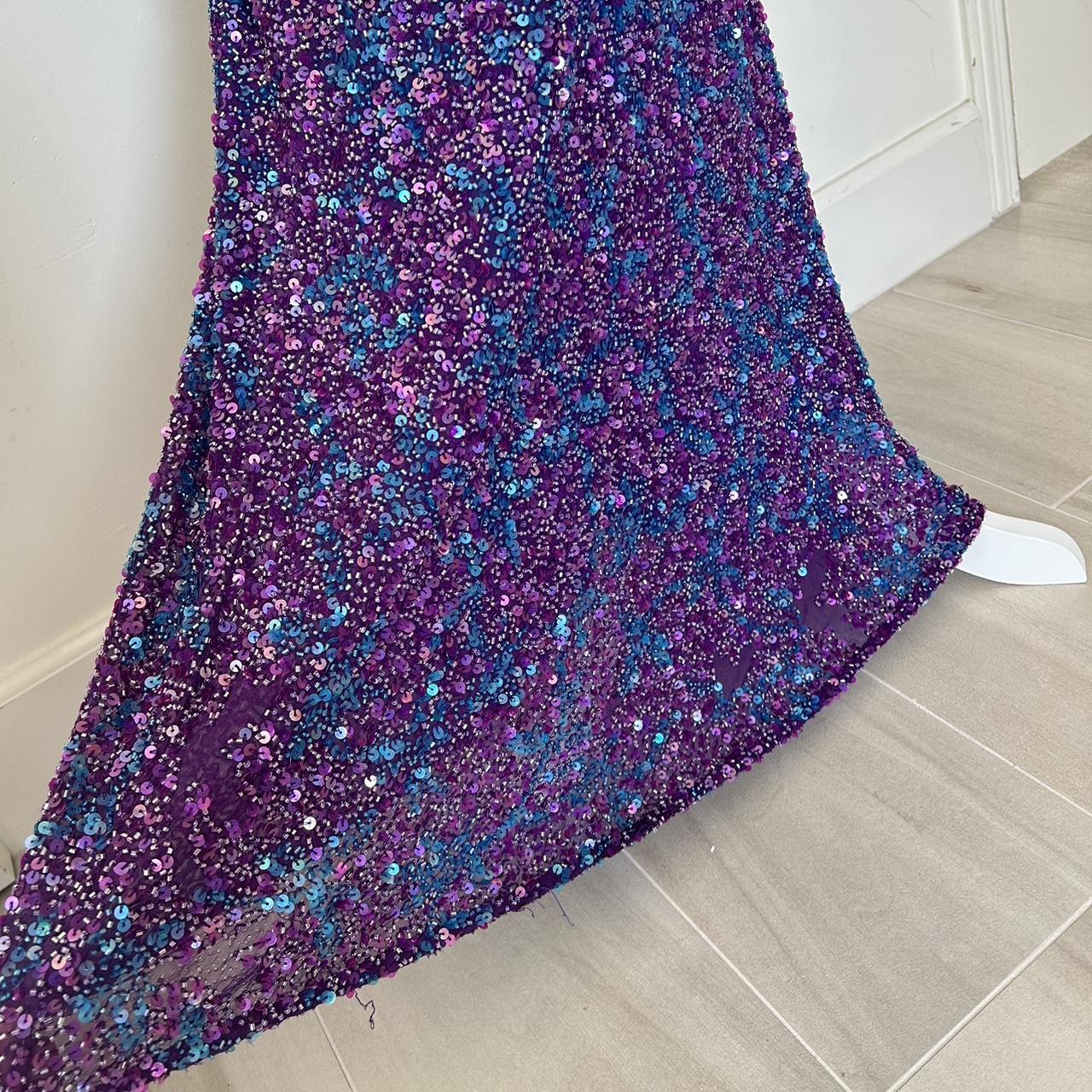 Purple Blue Beaded Beads Sequins Long Prom Dress Evening Dress Party Dress nv4243