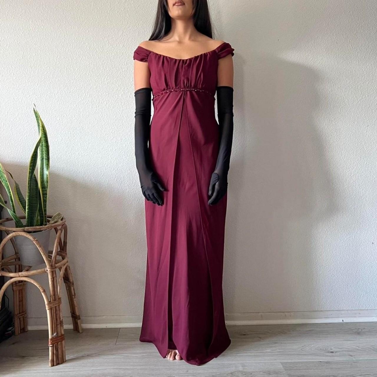 Vintage Burgunderrot Hohe Taille Schulterfrei Fee Elegant Perlen Atemberaubendes Ballkleid Abendkleid nv3751