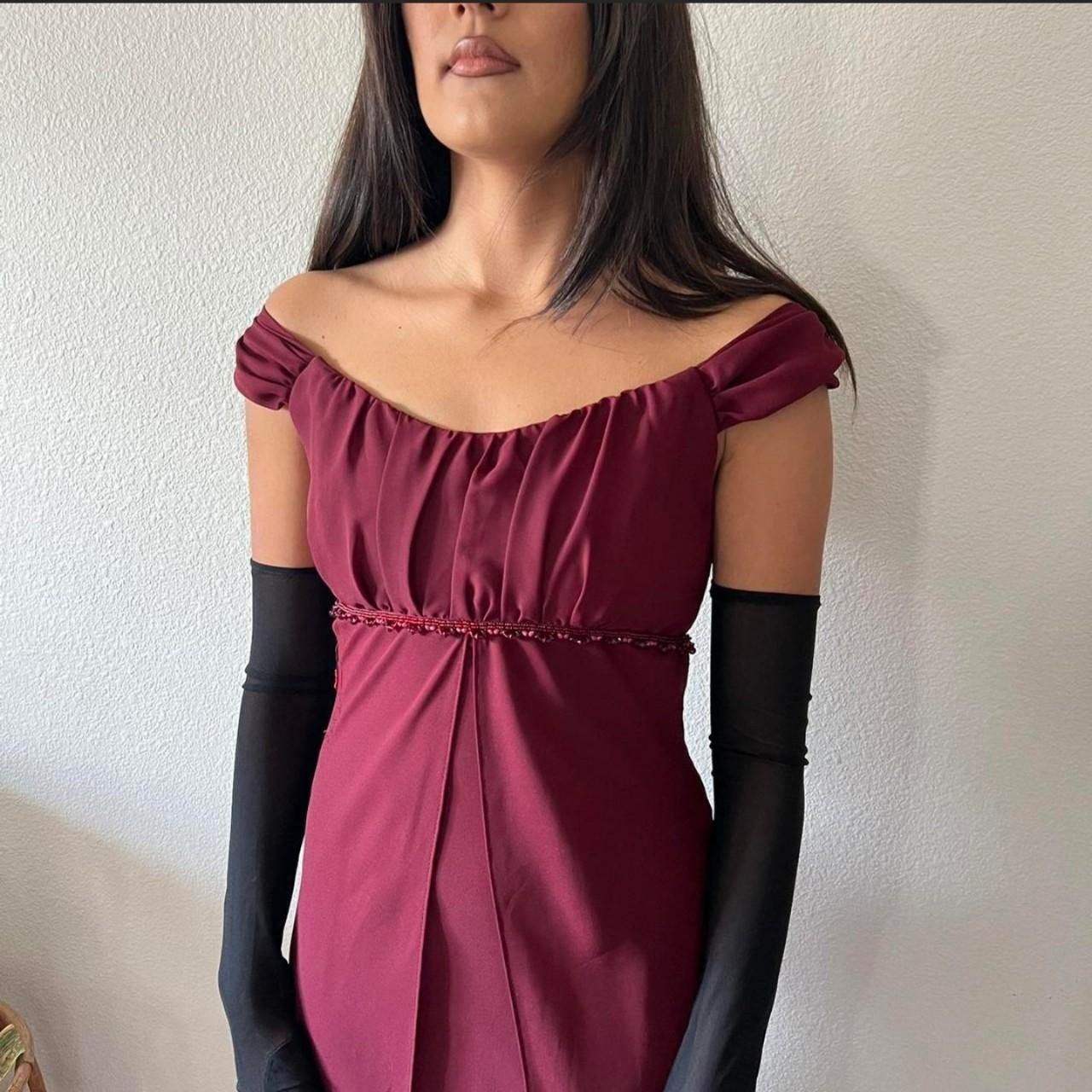 Vintage Burgundy High Waist Off Shoulder Fairy Elegant Beaded Stunning NiceVestidos Vintage Burgundy High Waist Off Shoulder Fairy Elegant Beaded Stunning NiceVestidos
