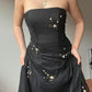 NiceVestidos-Black vintage floral long tulle evening gown Nv5640