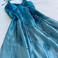 Blue Gradient Fashion Exquisite Beading Vintage Long Satin Ball Gown Evening Gown Party Dress nv4583