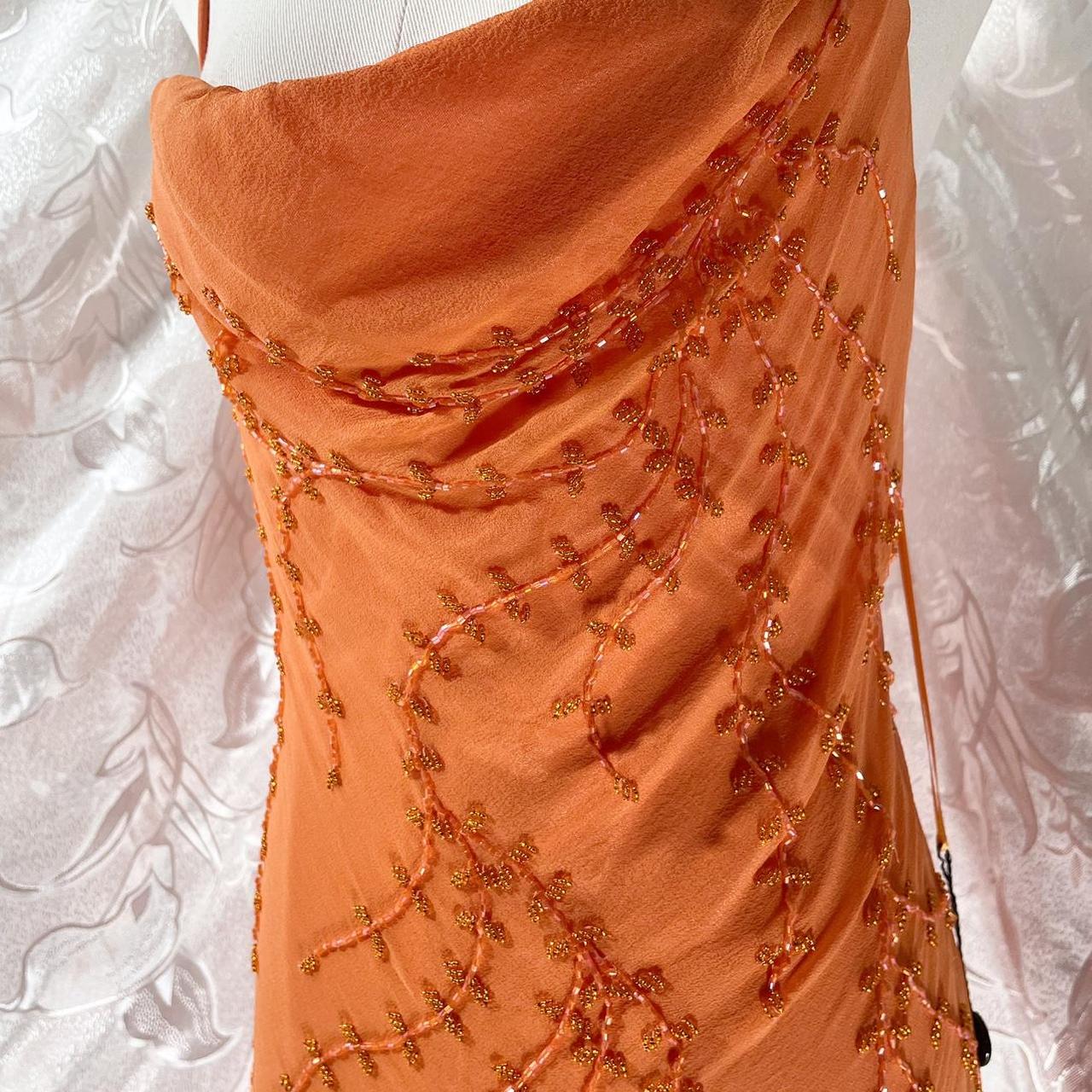 Orange exquisite beaded spaghetti strap long chiffon fairy dress prom dress nv5413