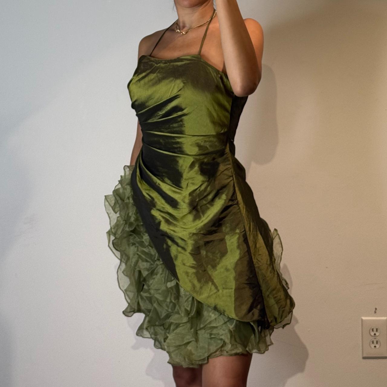 Grünes, modisches Homecoming-Kleid, kurz, Satin-Tüll, Geburtstagspartykleid, nv4616