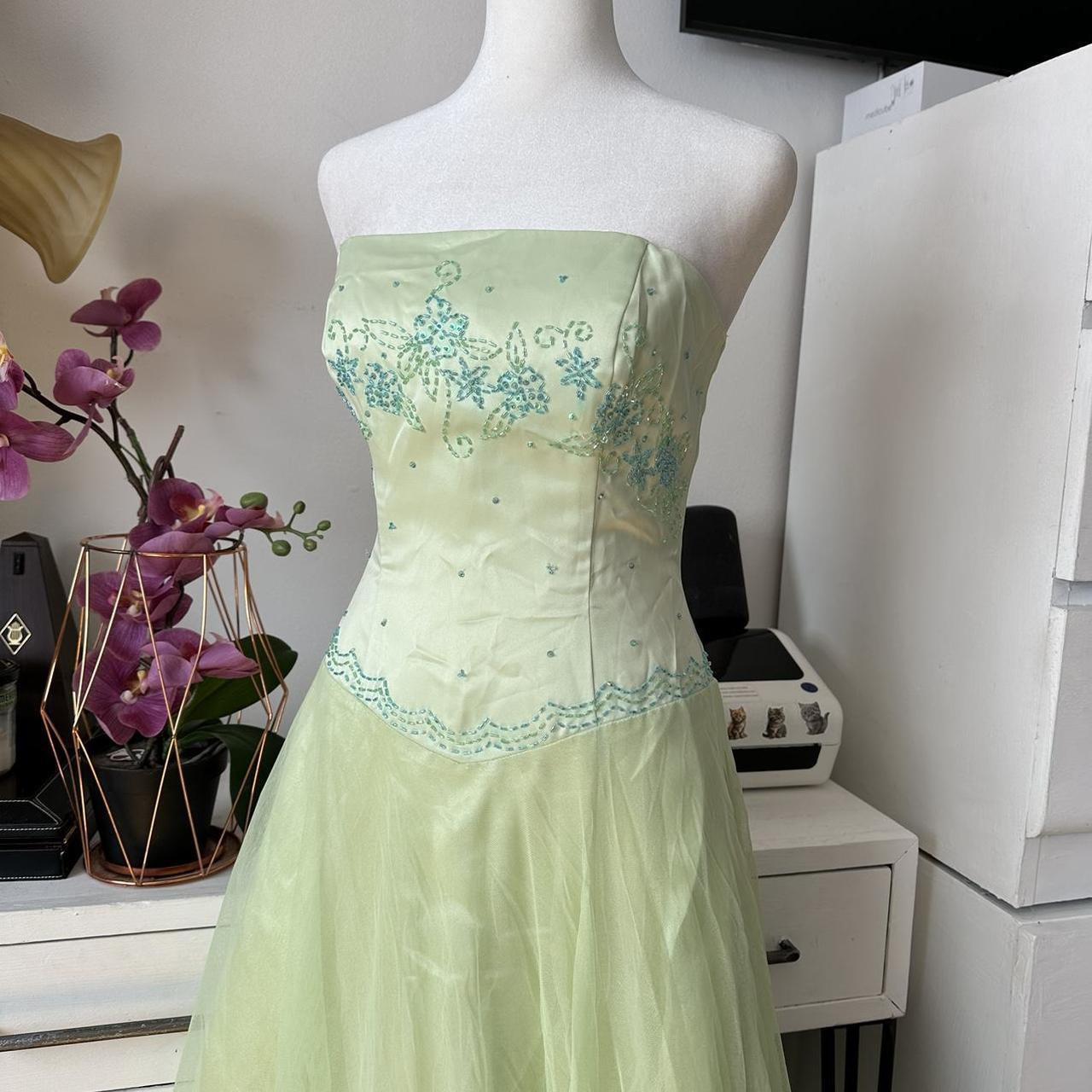 Green floral vintage ball gown long tulle formal fairy ball gown evening dress party dress nv4246