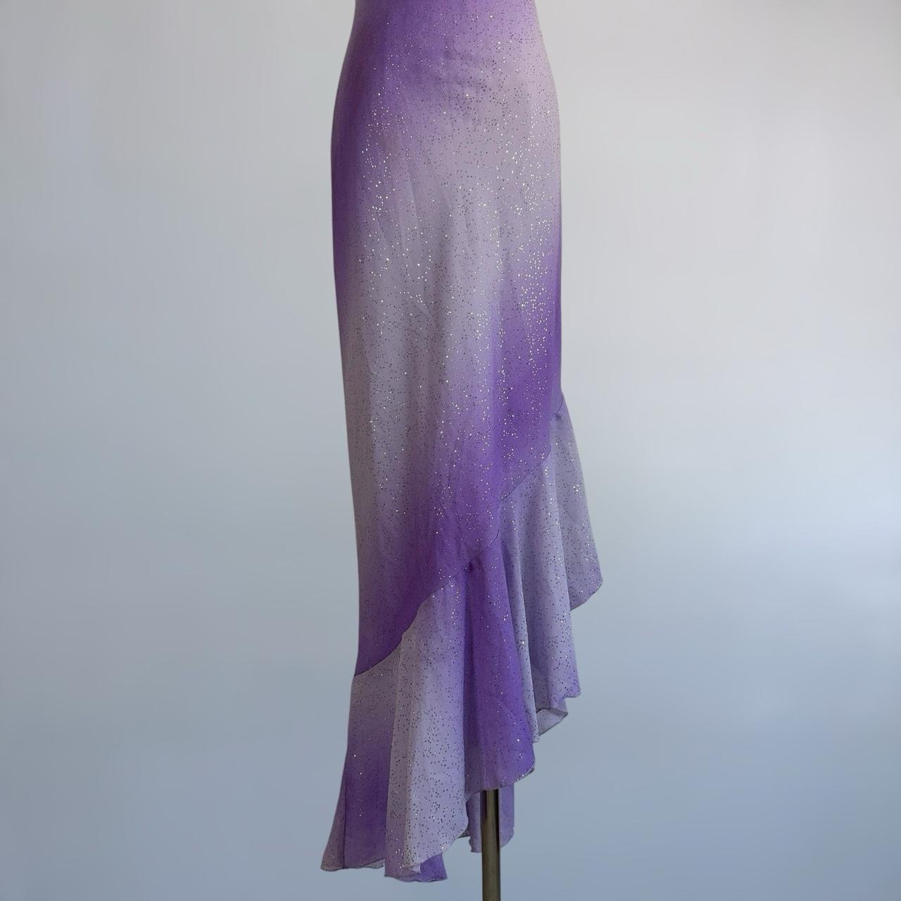 NiceVestidos-Purple-Gray Gradient Sequin Halter Sleeveless Floor-Length Asymmetric Mermaid Gown NV6179