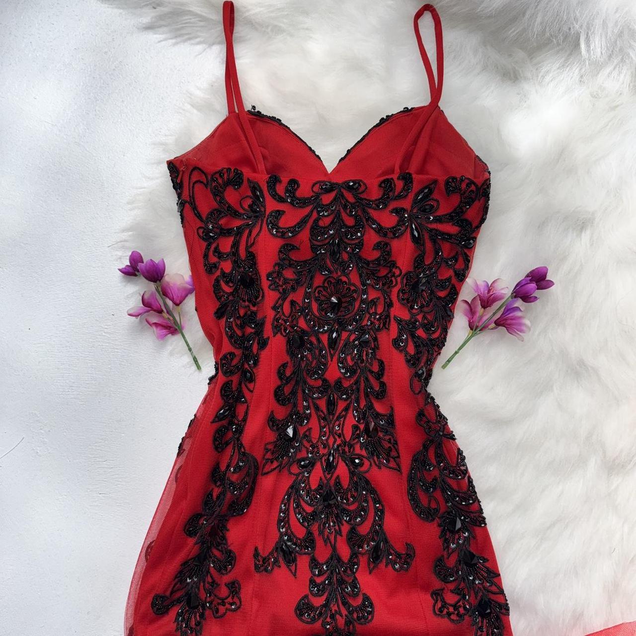 Red exquisite beaded long chiffon prom dress nv5330