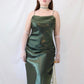 Vintage Green Long Satin Formal Prom Dress Evening Party Dress nv4985