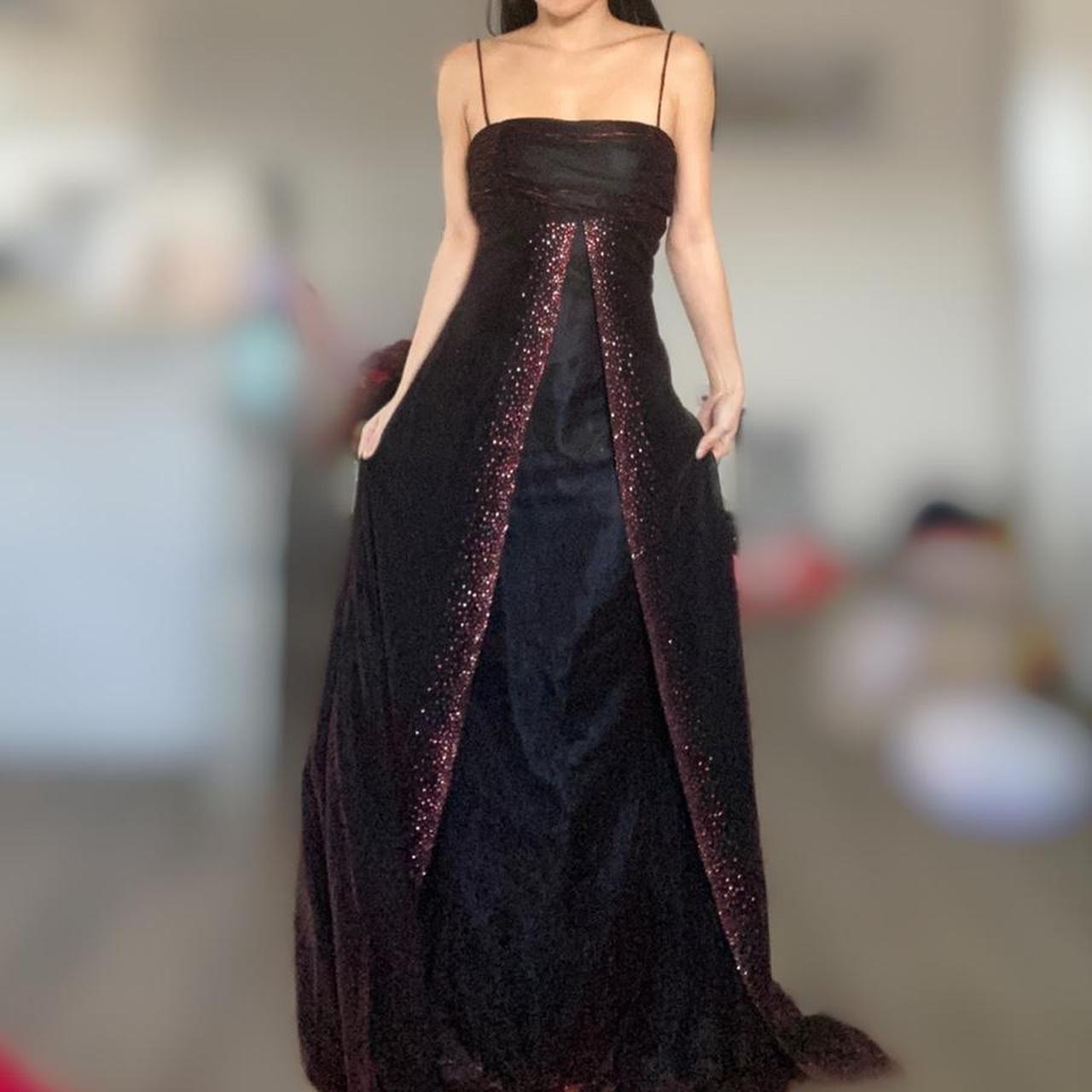 Robe de soirée longue en tulle et dentelle, rouge, noir, brillante, élégante, délicate, perles de strass, rétro, élégante, robe de bal, robe de soirée, nv3808