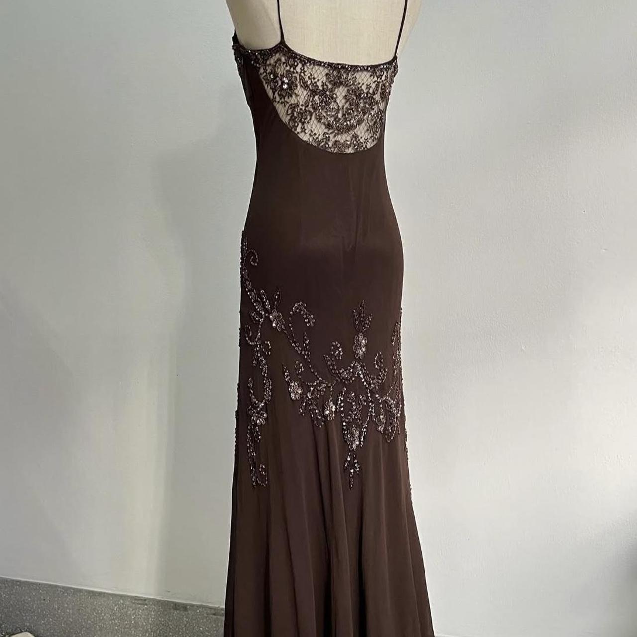 🧚🏼‍♂️Rare robe vintage y2k fée bohème marron dentelle perlée paillettes broderie florale robe longue élégante robe de bal robe de soirée robe de soirée nv4408