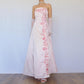 NiceVestidos-Fairy dress. Vintage dress, exquisite floral dress, pink vintage floral long satin dress Nv5631