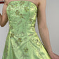 NiceVestidos-Green exquisite beaded long satin fairy gown ball gown y2k vintage dress nv5441