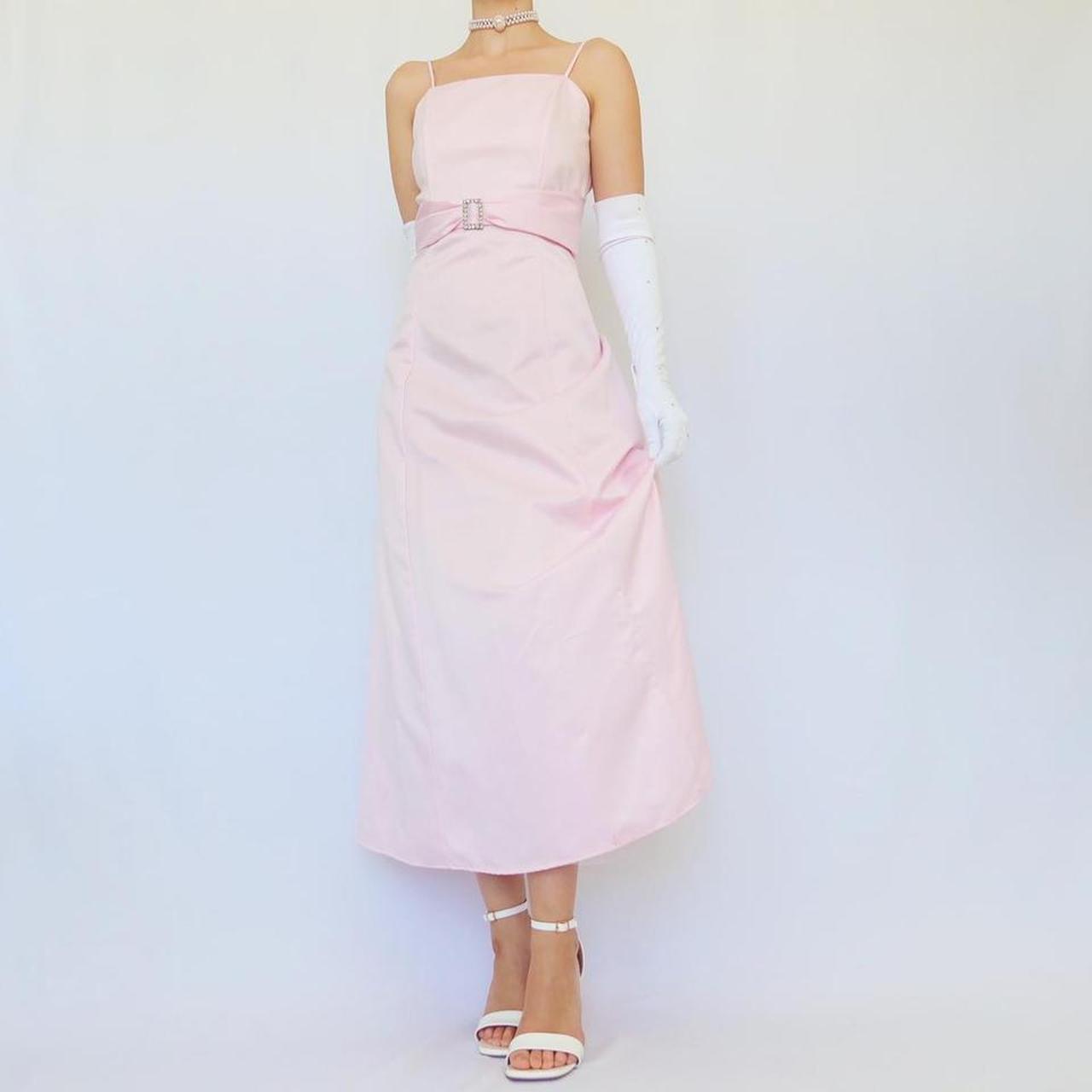 NiceVestidos-Vintage pink satin long evening gown Nv5636