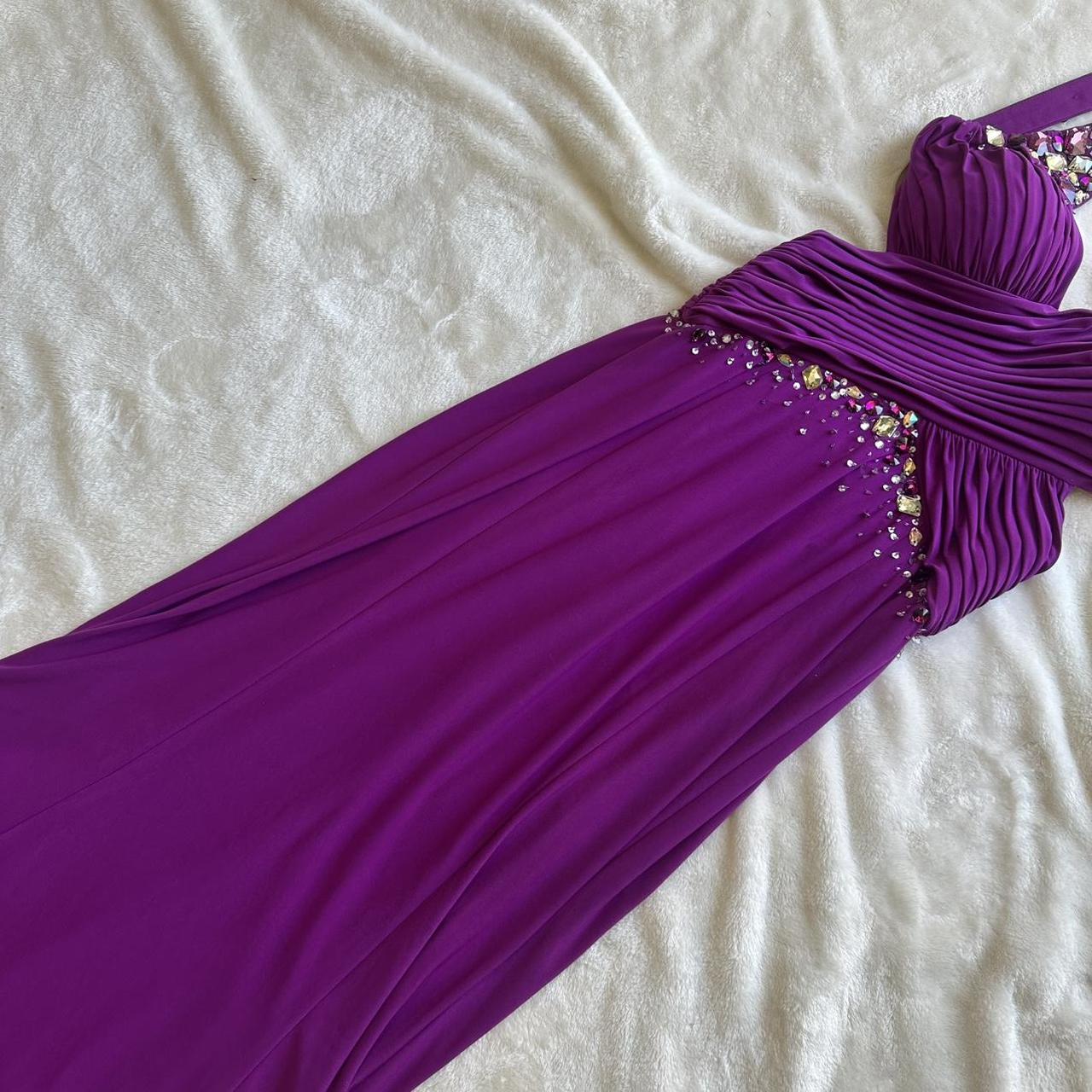 Purple Beaded Long Satin Ball Gown Evening Dress Party Dress Wedding Guest Dress nv4483