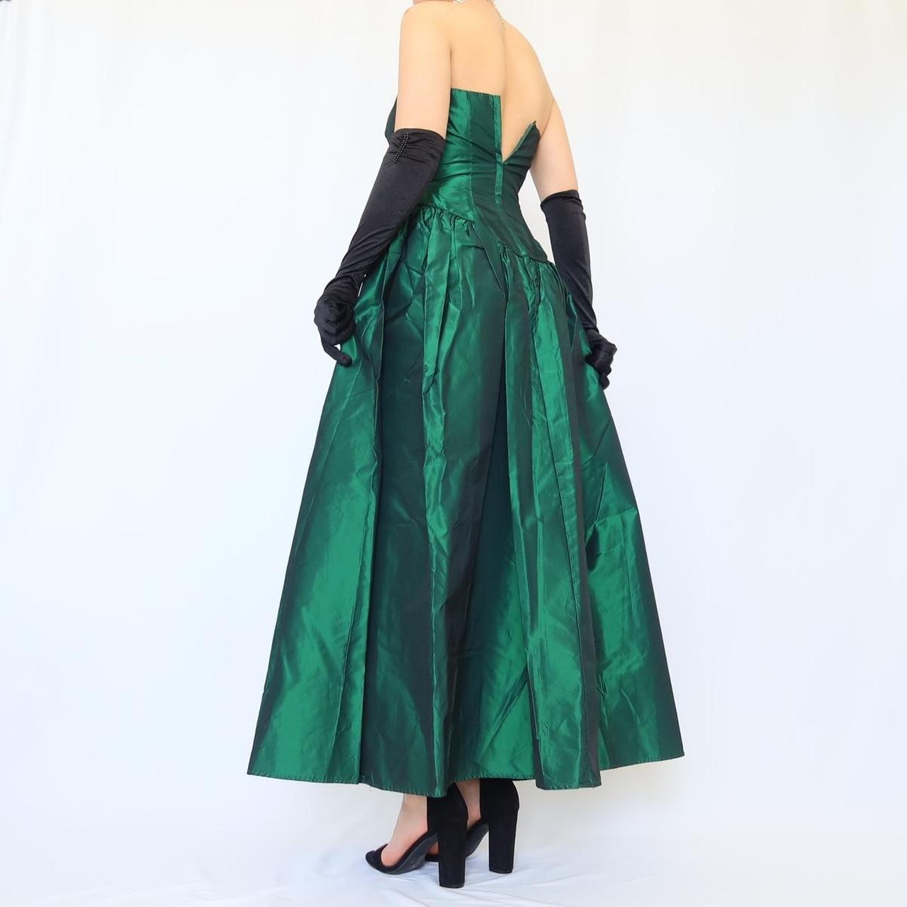 NiceVestidos-Dark green simple fashion retro long satin dress evening dress Nv5634