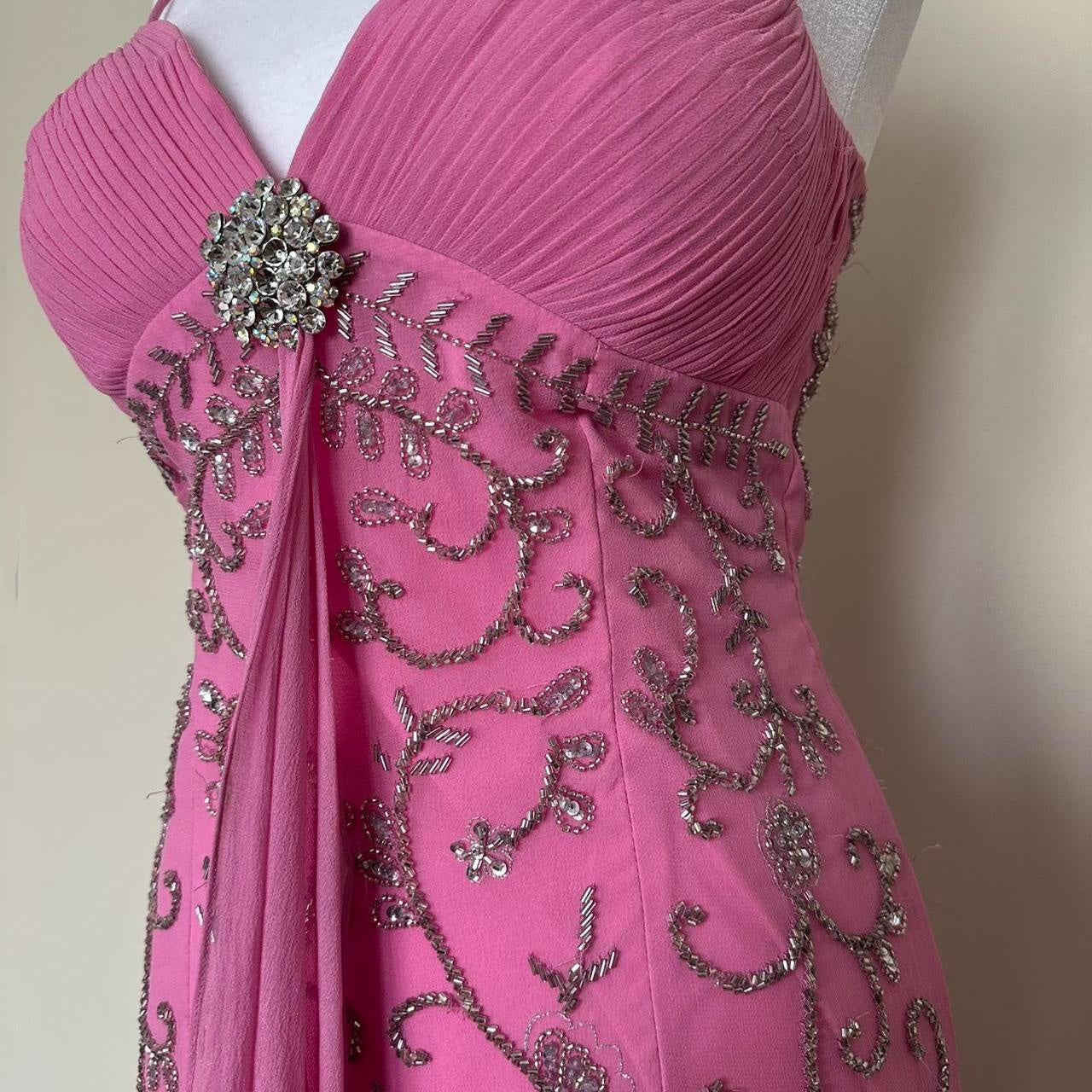 NiceVestidos-- Pink fairy exquisite beaded long chiffon prom dress NV5680