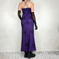 Vintage Purple Black Gothic Vampire Beaded Floral Long Formal Dress Prom Gown Chiffon nv5402