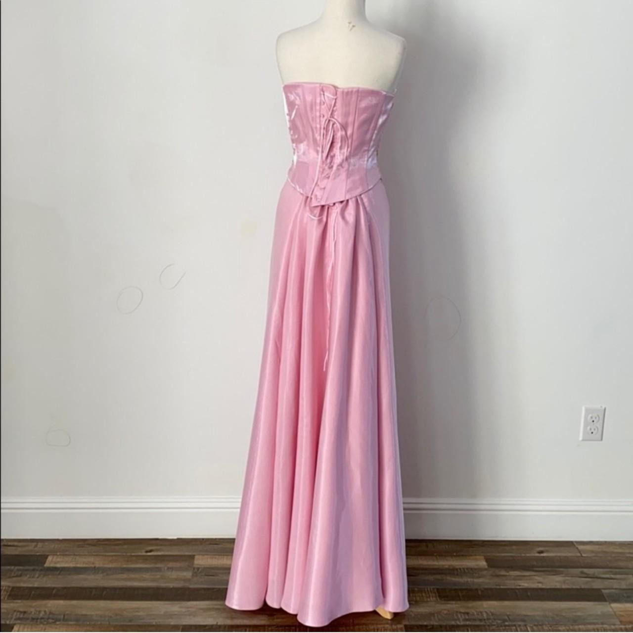 Atemberaubendes, rosafarbenes Feen-Korsett zum Binden, Blumenmuster, Perlenbesatz, langes Satin-Abendkleid, Partykleid, zweiteiliges Korsett-Ballkleid, nv3746