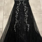 NiceVestidos--Black exquisite silver floral beaded long chiffon prom dress vintage dress NV5728