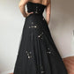 NiceVestidos-Black vintage floral long tulle evening gown Nv5640