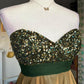 Green Gold Gradient Off-the-shoulder Short Chiffon Ball Gown Evening Gown Party Dress nv4243