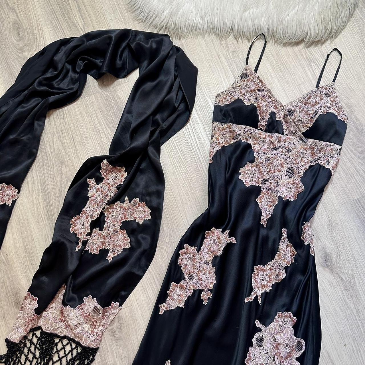 NiceVestidos-Black beautiful exquisite lace long satin formal prom dress nv5449