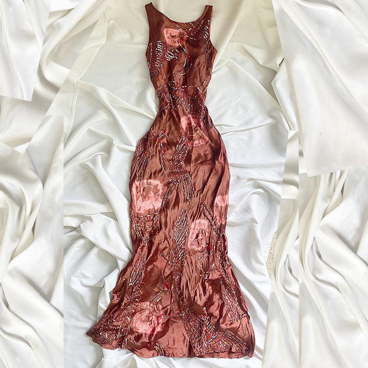 Braunes Perlenkleid, elegantes langes Satin, Geburtstagskleid, Ballkleid, Partykleid, Heimkehrkleid, nv4530