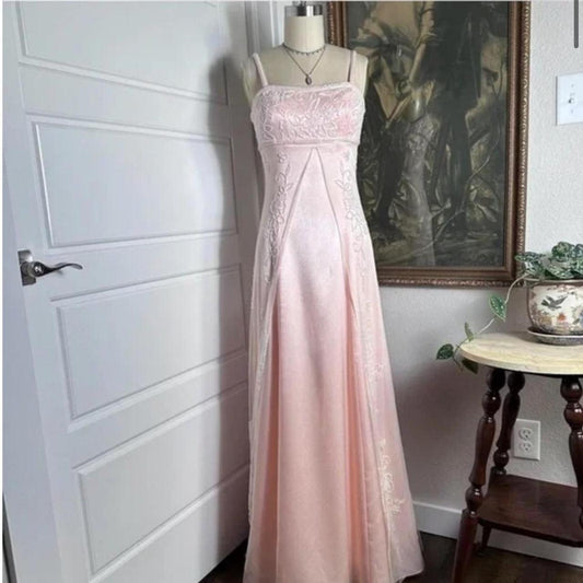 Light pink exquisite beaded long chiffon fairy dress prom dress nv5415