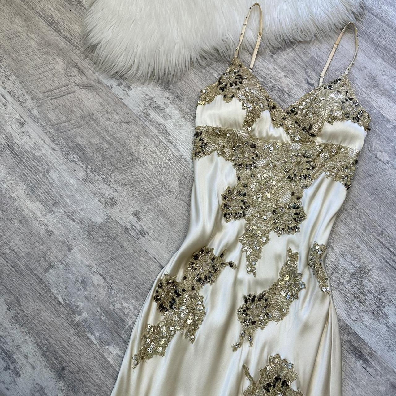 NiceVestidos-Ivory white shiny sequins beautiful exquisite lace long satin chiffon formal prom dress nv5454