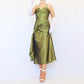 NiceVestidos-Green delicate floral applique vintage long satin gown evening dress Nv5633