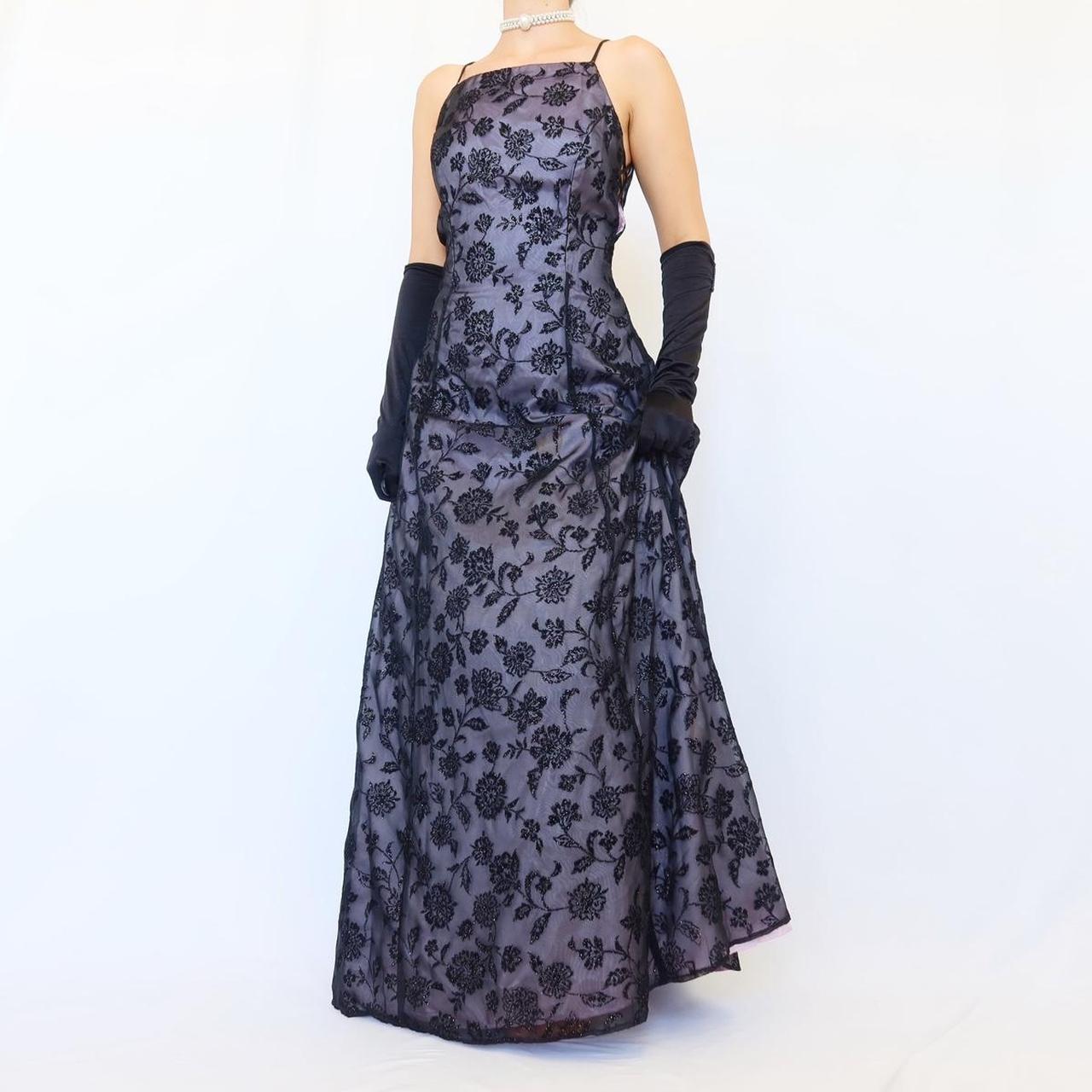 NiceVestidos-Purple exquisite floral vintage long tulle dress evening gown Nv5635
